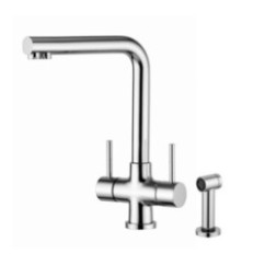 IDEALAQUA Miscelatore da cucina per trattamento acque, con acque separate e doccetta side spray shut-off finitura cromo