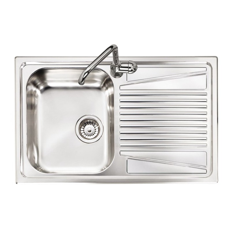 OLYMPUS lavello in acciaio inox ad una vasca + gocciolatoio a DX finitura satinato