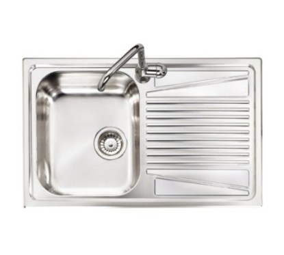 OLYMPUS lavello in acciaio inox ad una vasca + gocciolatoio a DX finitura satinato