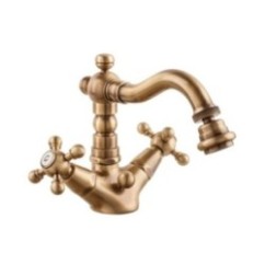 OLD FASHION Monoforo bidet bocca girevole con scarico finitura ottone lucido