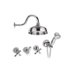 REVIVAL Batteria vasca incasso con deviatore presa acqua flex doccetta braccio e soffine  finitura cromo