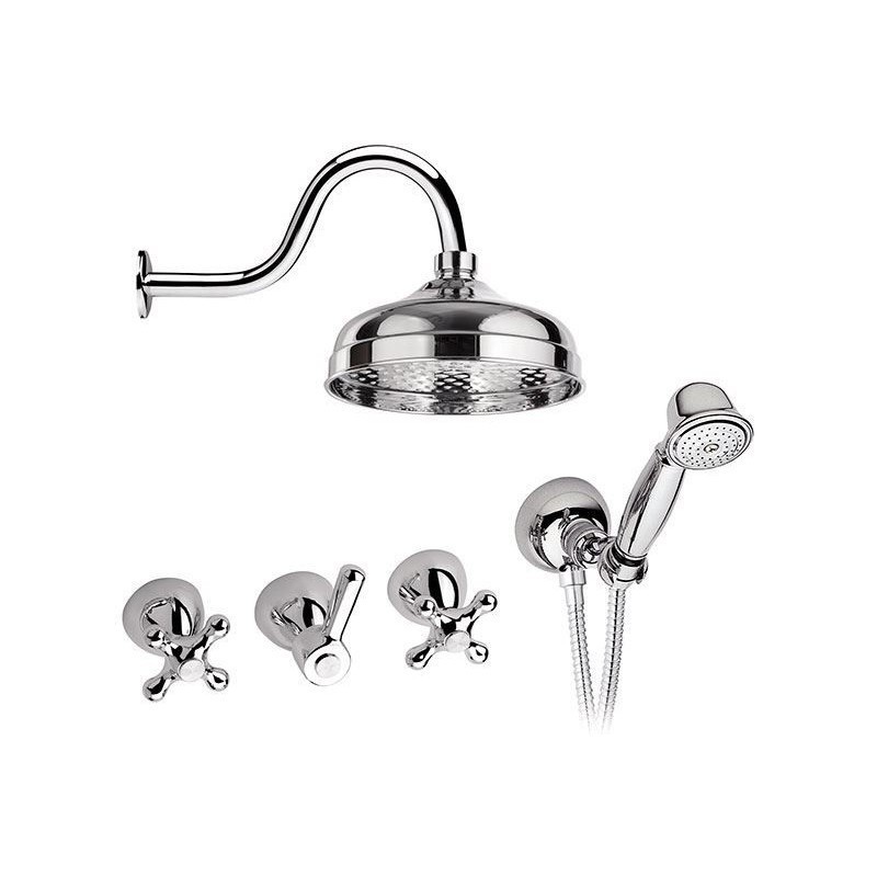 REVIVAL Batteria vasca incasso con deviatore presa acqua flex doccetta braccio e soffine  finitura cromo