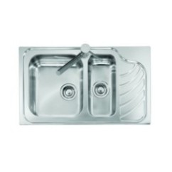 VINTAGE - INCASSO STANDARD E BORDO 8 mm lavello acciaio inox una vasca grande e una vasca piccola più scolapiatti DX satinato