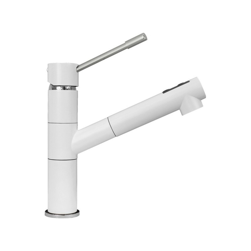 TIZMIXEXT miscelatore monocomando con doccia estraibile finitura cromo/micro ultragranit  98 bianco