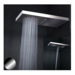 WATER FALL Soffione rettangolare con getto e cascata in acciaio 26x52 finitura super mirror