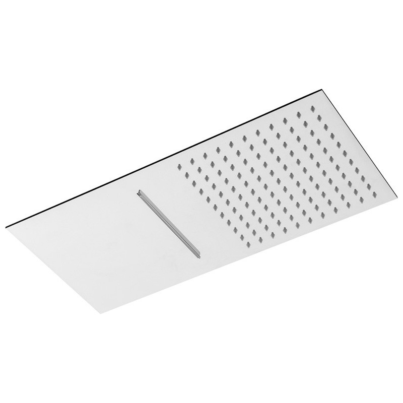 WATER FALL Soffione rettangolare con getto e cascata in acciaio 26x52 finitura super mirror
