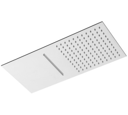 WATER FALL Soffione rettangolare con getto e cascata in acciaio 26x52 finitura super mirror