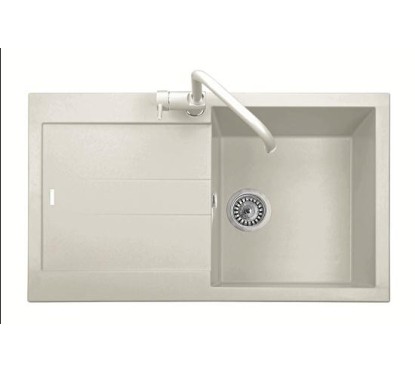 ELEGANCE 86.10 Lavandino  cucina ad una vasca più scolapiatti finitura nanostone N1 pure white