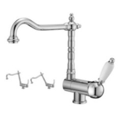 Monocomando lavello sottofinestra finitura bronzato con leva bianca