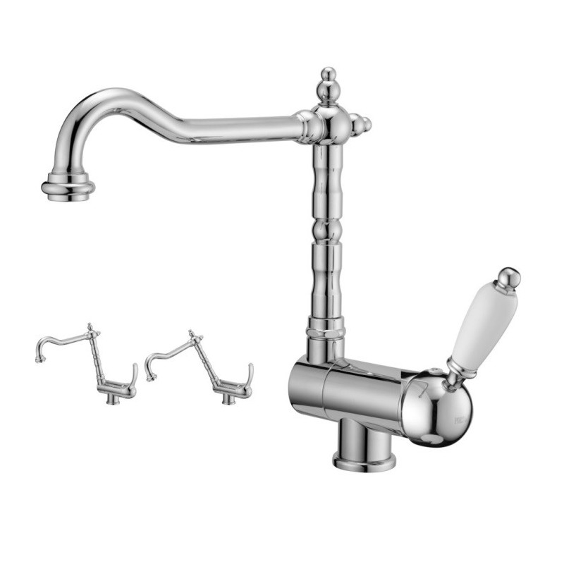 Monocomando lavello sottofinestra finitura bronzato con leva bianca