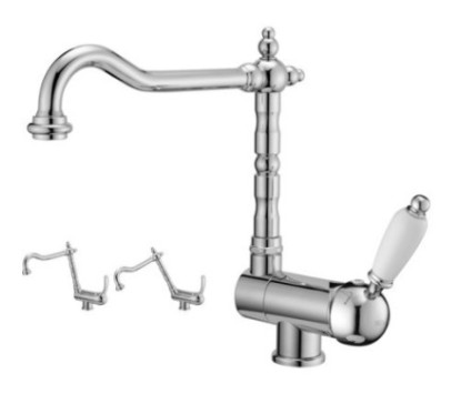 Monocomando lavello sottofinestra finitura bronzato con leva bianca