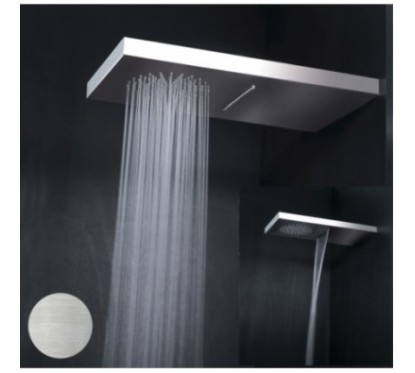 WATER FALL Soffione rettangolare con getto e cascata in acciaio 26x52 finitura satinato