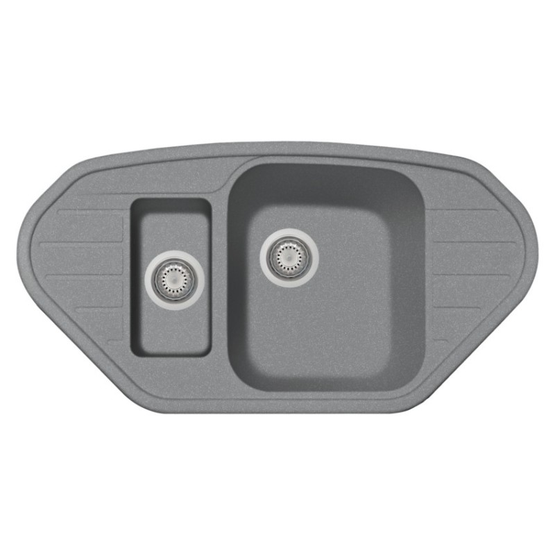 SPAZIO 98.10 Lavello cucina ad una vasca grande più una vasca piccola più scolapiatti finitura ultrametal 41 alluminio