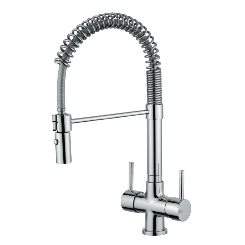 IDEALAQUA Miscelatore da cucina 3 vie per trattamento acque,  finitura cromo