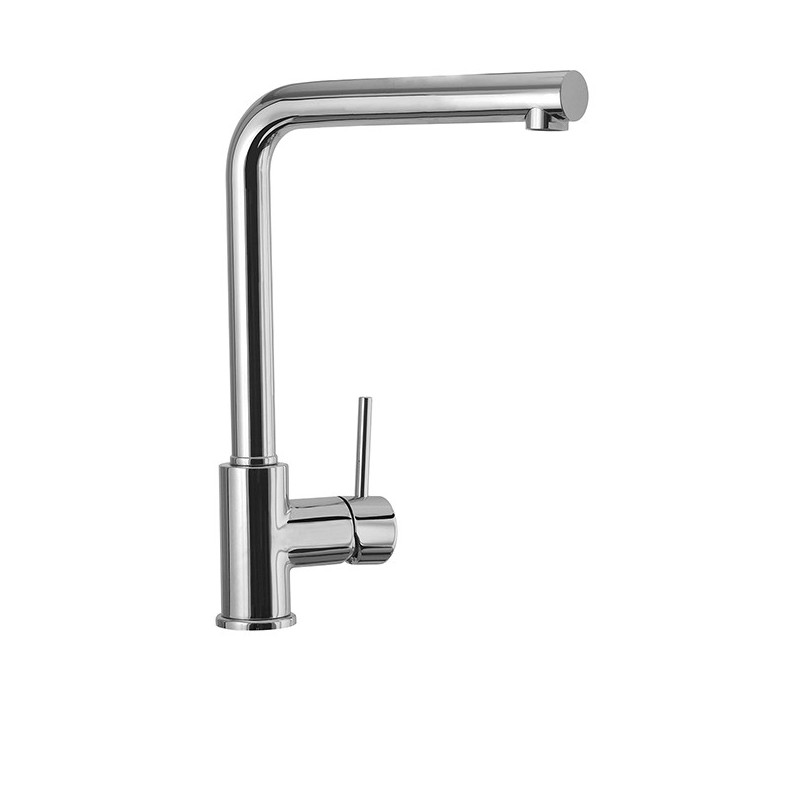 FRIDA Monocomando lavello canna elle girevole in acciaio inox finitura acciaio spazzolato