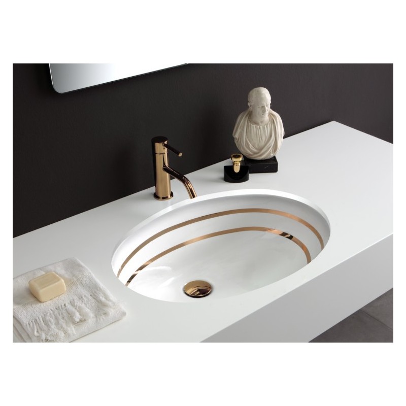 OVALE lavabo sottopiano finitura doppio filo oro