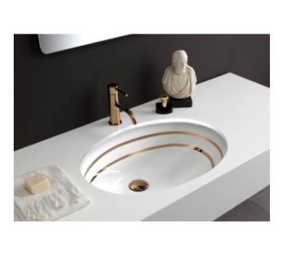 OVALE lavabo sottopiano finitura doppio filo oro