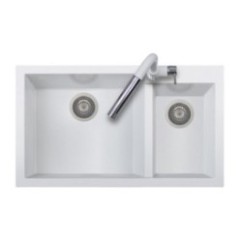 ONE 86.20 Lavandino cucina a due vasche finitura nanostone N1 pure white