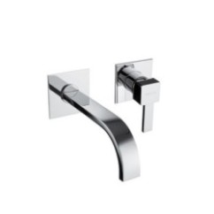 PRETTY Monocomando lavabo a muro due parti canna mm 160 finitura cromo spazzolato