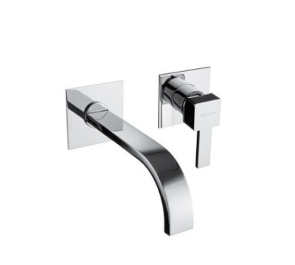 PRETTY Monocomando lavabo a muro due parti canna mm 160 finitura cromo spazzolato