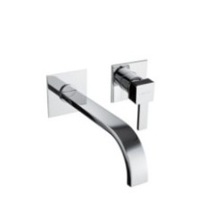 PRETTY Monocomando lavabo a muro due parti canna mm 200 finitura cromo spazzolato