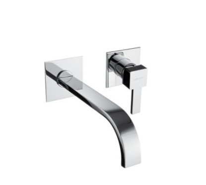 PRETTY Monocomando lavabo a muro due parti canna mm 200 finitura cromo spazzolato