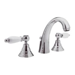 RETRO' Batteria lavabo con bocca alta e scarico finitura cromo