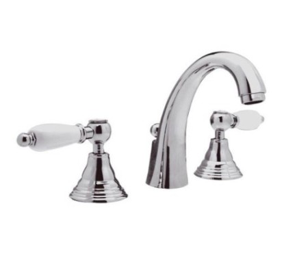 RETRO' Batteria lavabo con bocca alta e scarico finitura cromo