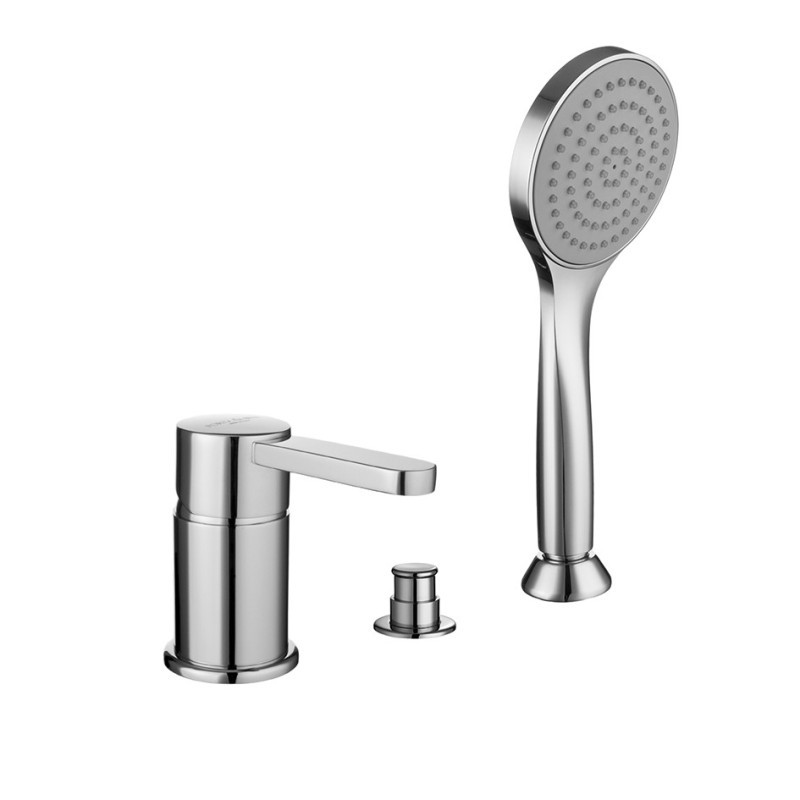 SALLY Batteria monocomando bordo vasca con deviatore e doccetta finitura dorato