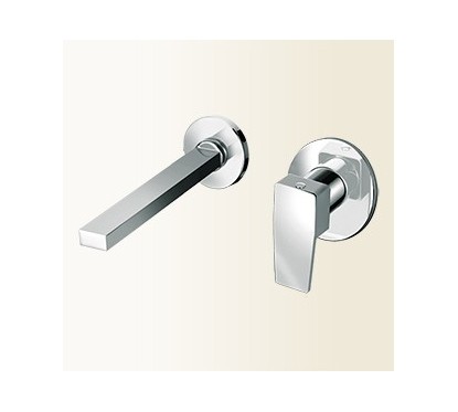 H2Q miscelatore monocomando lavabo a muro finitura nickel spazzolato