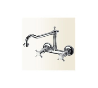 LIVINGSTONE gruppo lavello a parete con canna antica finitura cromo