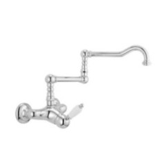 NEW OLD Monocomando lavello a muro snodato finitura cromo spazzolato