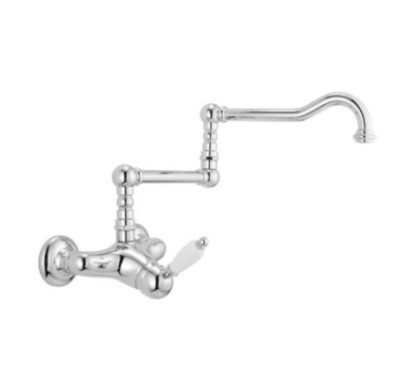 NEW OLD Monocomando lavello a muro snodato finitura nichel antico