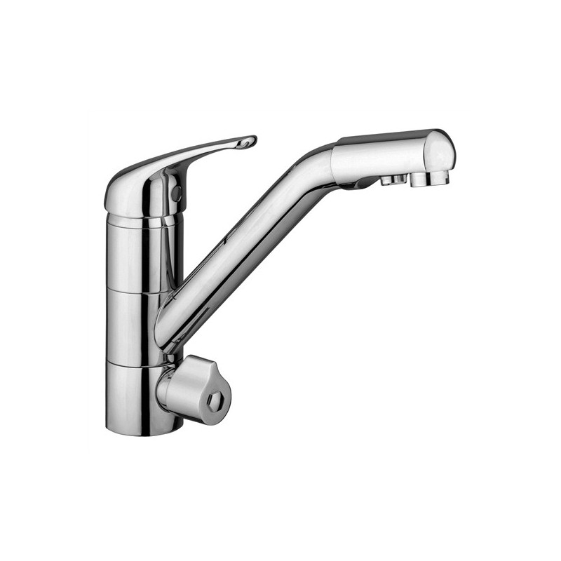 IDEALAQUA Miscelatore per lavello cucina a 3 vie separate. Versione ECO finitura cromo