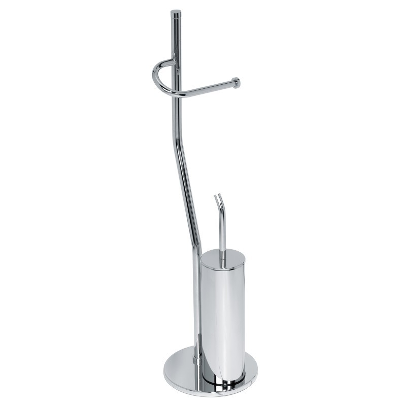 DUEMILA PLUS Piantana porta rotolo e porta scopino cilindrico