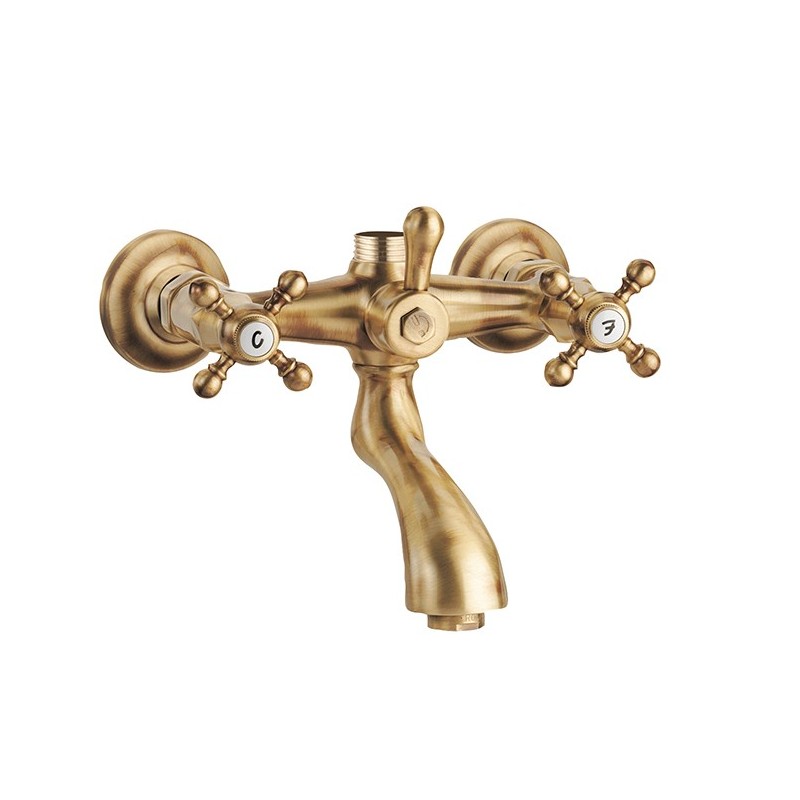 OLD FASHION Gruppo esterno con attacco superiore e bocca di erogazione finitura dark bronze