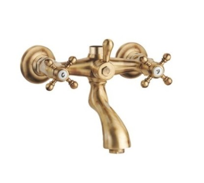 OLD FASHION Gruppo esterno con attacco superiore e bocca di erogazione finitura dark bronze