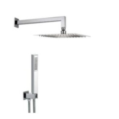 STEEL QUADRO kit soffione in acciaio inox con presa acqua e doccia. Soffione 300x300 mm.