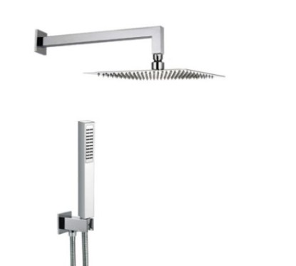 STEEL QUADRO kit soffione in acciaio inox con presa acqua e doccia. Soffione 300x300 mm.