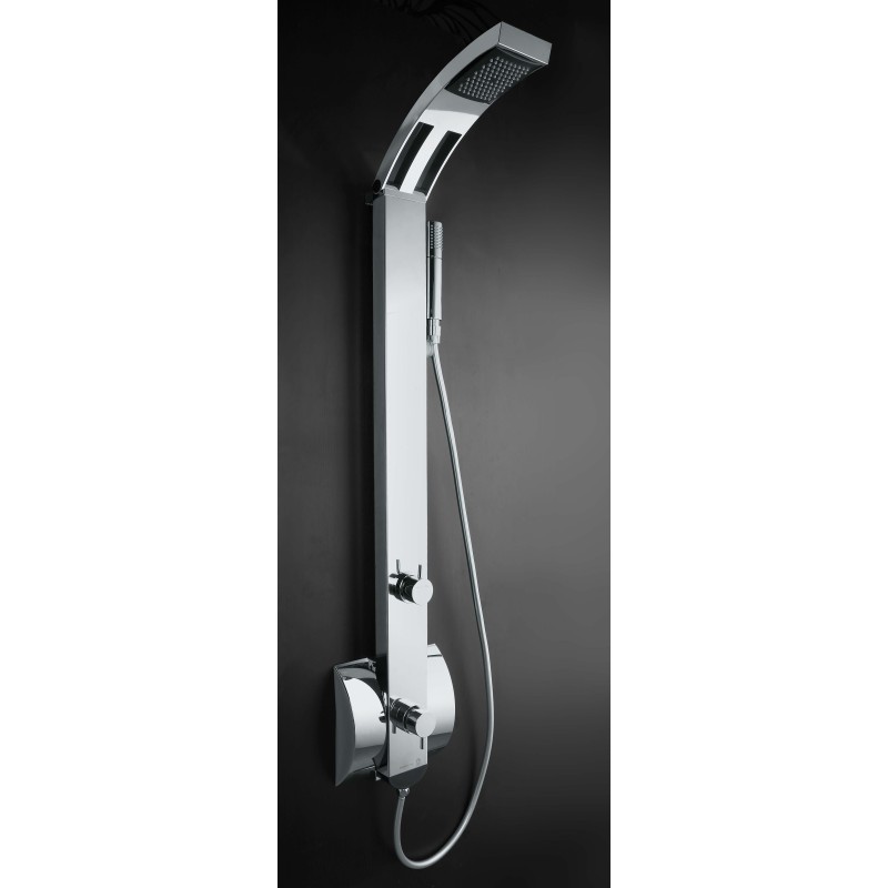 IDEA INOX pannello doccia in acciaio inox e abs con miscelatore monocomando finitura cromo