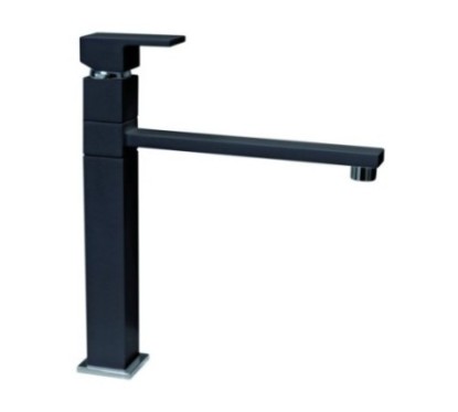 QUAMIXL miscelatore monocomando quadro con bocca a fontana finitura microultragranit bianco latte