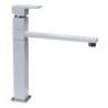QUAMIXL miscelatore monocomando quadro con bocca a fontana finitura microultragranit bianco latte