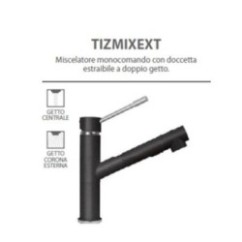TIZMIXEXT miscelatore monocomando con doccia estraibile finitura cromo/ultrametal 41 alluminio