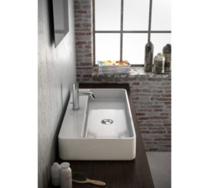 TRATTO Lavabo da appoggio monoforo Rettangolare 80