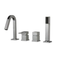 QUADRA batteria monocomando bordo vasca 4 fori canna a P finitura cromo