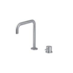 INOX Miscelatore cucina in acciaio inox con comando remoto e canna girevole finitura acciaio spazzolato