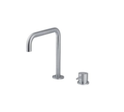 INOX Miscelatore cucina in acciaio inox con comando remoto e canna girevole finitura acciaio spazzolato