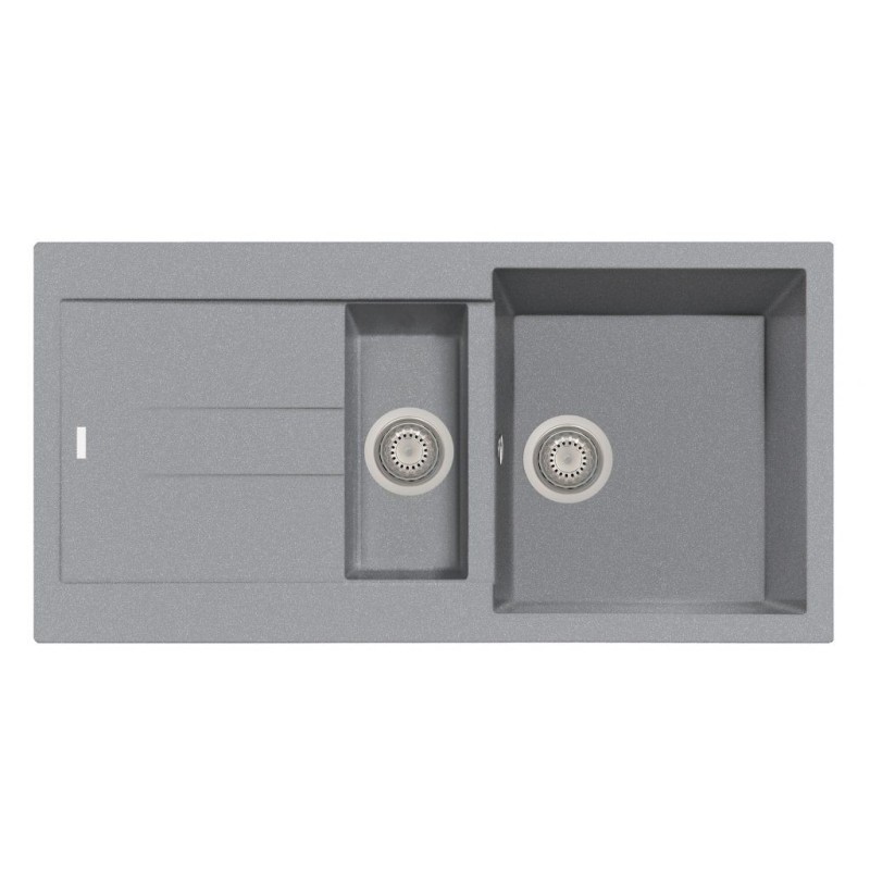 ELEGANCE 99.15 Lavello cucina ad una vasca più una vasca piccola  più scolapiatti finitura microultragranit 70 nero mat