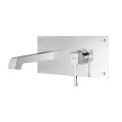 EOS Monocomando lavabo a muro piastra unita finitura cromo