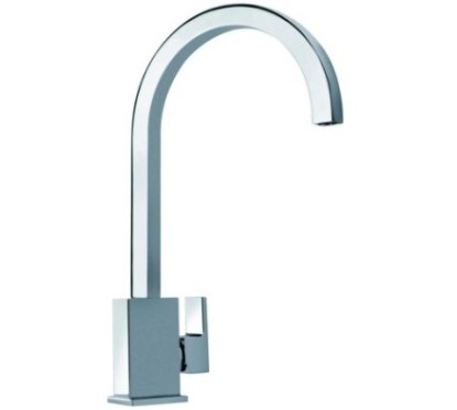 QUADRO10 miscelatore monocomando con canna quadrata finitura microultragranit bianco latte/cromo